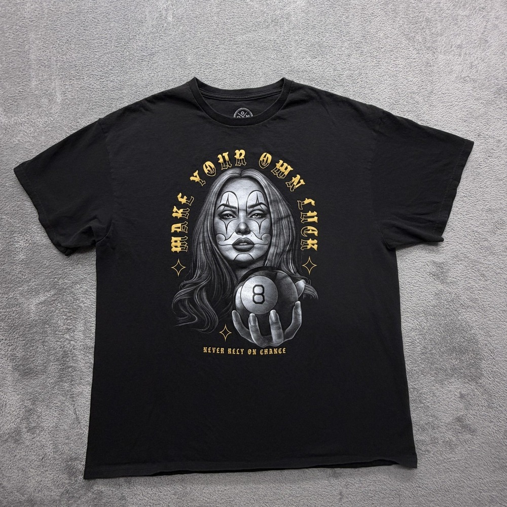 ODM Shirt Mens XL Black Graphic 8-Ball Clown Logo Tagless Cotton Crew Neck